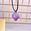 Colar com pingente de pedra ametista bruta natural cor cristal roxo limpo presente com corda bem-estar de transmissão ao vivo