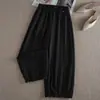 Pantalones Casuales Frescos de Seda de Hielo para Mujer, Verano, Cintura Alta, Corte Holgado, Adelgazantes, Antiarrugas, Estilo Jogger, Pantalones Harem Cortos