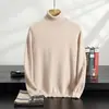 Suéter de Cachemira para Hombre Otoño/Invierno Cuello Vuelto Negocios Casual Edad Media y Joven Tejido Color Sólido Suéter Holgado Camiseta Base Top