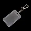 Cubierta para tarjeta de identificación transparente de plástico PP de doble cara vertical, carcasa para tarjeta de identificación plegable tipo flip, en stock, venta al por mayor