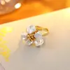 Anillo Floral de Perlas Estilo Francés, Nuevo Anillo de Moda 2025 para Mujer, Anillo Abierto de Lujo Ligero de Nicho