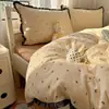 Juego de Cuatro Piezas para Dormir Color Nude Grado Madre y Bebé Clase A Encaje Francés Algodón Lavado Puro Fresco Juego de Tres Piezas para Dormitorio Sábana Funda de Edredón