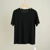 Camiseta de Manga Corta con Cuello Redondo para Mujer de Lyocell Elástica Ajustada Color Sólido Color Caramelo Top Estilo Verano Ropa para Mujer