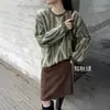 Ropa Zhengqite/Nuevo Estilo Otoño e Invierno Cuello Redondo Cepillado Manga Larga Grueso Talla Grande Suéter Exterior de Punto Suéter de Cachemira para Mujer