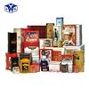 Caixa de ferro personalizada com tampa de metal, retangular, redonda, para biscoitos, doces, alimentos, caixa de folha-de-flandres