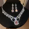 Brincos Anel Oval de Zircônia Colar Feminino Personalizado Exquisito Moda Corrente Clavícula Conjunto de Joias de Luxo Leve Alto Padrão