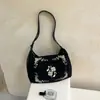 Nova bolsa de ombro bordada estilo chinês para mulheres, coleção outono/inverno 2026, bolsa de ombro/transversal retro em camurça em formato de meia-lua