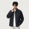 Jaqueta Jeans Vintage de Cor Original para Homens, Nova Tendência Outono 2026 Marca Loose Fit Gola Reversível Camisa de Trabalho Cardigã Masculino
