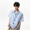Camisa Divertida de Manga Corta con Botones Estilo Callejero Americano para Hombres y Mujeres, Camisa de Cuadros Dopamina de Verano, Chaqueta Casual para Parejas, Moderna