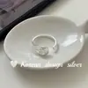 Joyería de plata suave y versátil estilo coreano Plata de ley S925 anillo abierto hueco de calcedonia blanca simple para apilar estilo ins