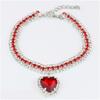 Colar com strass de três fileiras de cores, acessórios para coleira de animais de estimação, acessórios para cães e gatos, pingente de cristal pastel vermelho e azul