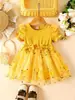 Vestidos para Niñas 2025 Verano Nuevo Estilo Bebé Niña Elegante Vestido de Princesa de Manga Corta Niña Super Hada Falda de Gasa Esponjosa