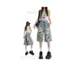 Jeans crop rotos estilo americano para mujer, de cintura alta, talla petite, nuevo estilo de verano, desgastados, modernos, pantalones holgados de pierna ancha de 7 puntos