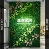 Fundo de parede de parede de planta artificial, combinação de plantas verdes biomiméticas e flores artificiais, gramado artificial para criar paisagem, decoração interna e externa.