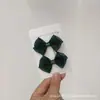 Presilha de Cabelo Infantil Estilo Fada Fofa Menina Pequena Par de Mini Laços de Seda Verde Escuro Presilha Lateral Presilha para Franja