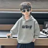 Q201 Moletom com capuz para meninos Primavera e Outono novo estilo infantil outono solto casual moda versão coreana versátil top moderno