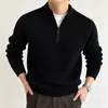 Suéter de punto de lana para hombre de otoño e invierno es una sudadera cálida con media cremallera, chaqueta casual de negocios para hombre al por mayor