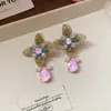Estilo Pintura al Óleo Jardín de Monet Pendientes de Flor de Amor Perla Pendientes de Temperamento de Moda Lujo Ligero Pendientes de Gama Alta Venta al por Mayor
