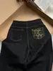 Jeans rectos de estampado de leopardo negro estilo retro americano para mujer, nueva colección primavera/otoño, de cintura alta, corte holgado, efecto adelgazante, pierna ancha, pantalones de largo hasta el suelo