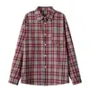 Otoño 2026 Nuevo Estilo Estilo Hong Kong Cuadros Tallas Grandes Bloque de Color Manga Larga Camisa Estilo Japonés Cepillado Manga Larga Chaqueta Unisex