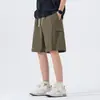 Pantalones Cortos de Trabajo de Seda de Hielo para Hombre, Pantalones Casuales Rectos de Longitud Media Sueltos de Verano, Marca de Moda Estilo Americano, Pantalones Finos Transpirables de Cinco Pulgadas