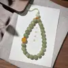 Colgante de Raíz de Bodhi Color Verde Leche Similar al Jade, Cadena para Teléfono Estilo Chino Fresca y Sencilla Anti-Pérdida, Colgante para Bolso de Mujer, Joyería de Cuentas Budistas