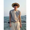 Camiseta de Tricô Manga Curta Gola V Falsa de Duas Peças Estilo Old Money Masculina Verão Caimento Clean Ombro Normal Manga Meia-Manga