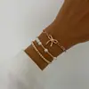 Pulseira com Laço de Fita Estilo Ins Doce e Cool Europeia e Americana Pulseiras Empilháveis Elegantes de Coração Pérola Sintética Estrela para Mulheres