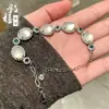 Pulsera de Calcedonia Natural Alta Calidad Hielo Chapado en Plata Incrustada Full Diamante Ágata Rosa Jade Verde Imperial Joyería para Mujer Blanco Al Por Mayor