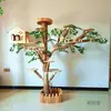 Árbol para gatos resistente al desgaste antiadherente para pelo tronco de madera maciza tronco de árbol muerto casa grande para gatos árbol rascador de celebridad de internet plataforma de salto para mascotas integrada