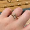Anillo Vintage Antiguo Medio Dibujado a Alambre Retro Diamante Completo Elegante Alta Gama Lujo Ligero Encaje con Cuentas Anillo Fila de Bambú para Mujer