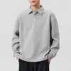 Sudadera Retro de Otoño 2026 Estilo Old Money Cuello Polo para Hombre Manga Larga Sencilla Holgada Versátil Chaqueta Moderna