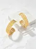 Venda Quente Transfronteiriça Conjunto de Joias Dourado Retrô Europeu e Americano Brincos Bracelet Anel com Textura Martelada Exagerada