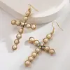 Pendientes de Estilo Étnico Retro Bohemio Más Vendidos Transfronterizos con Temperamento Exagerado de Aleación Turquesa Pendientes de Cruz para Mujer