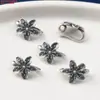 Plata Esterlina S925 Hoja Calabaza Flor Broche Gancho Accesorios Vintage DIY Hecho a Mano Cuentas Cola Broche Botón