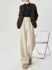 2026 Nuevo Estilo Espiga Más Terciopelo Temperamento Versátil Para Ir al Trabajo Sensación Perezosa Pierna Ancha Sueltos Cálidos Casuales Pantalones de Mujer