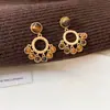 Set de Aretes y Collar con Colgante de Piedra Ojo de Tigre Vintage, Exquisita Cadena para Suéter de Otoño-Invierno, Set de Joyería de Nicho de Alta Gama