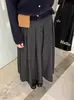 Saia midi feminina elegante retrô estilo coreano, cintura alta elástica, poá, simples, moda, novo modelo outono e inverno 2026