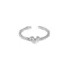 629 Estilo Coreano Ins Diseño de Nicho Minimalista Versátil Forma de Corazón Microincrustado Circonita Plata de Ley S925 Anillo Abierto Fino para Mujer