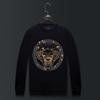 Sudadera para Hombre 2026 Nueva de Moda Holgada de Manga Larga Camisa Base con Pedrería de Cabeza de Tigre, Jersey de Cuello Redondo Chaqueta Delgada