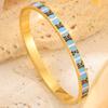 Pulsera de acero de titanio de moda estilo europeo y americano para mujer, patrón de gota de aceite de esmalte de color, tendencia, joyería de acero de titanio que no se decolora