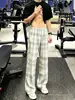 Calça xadrez masculina outono estilo fino com caimento perna reta casual longa marca americana trendy calça levemente flare
