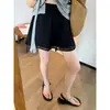 Shorts Casuales de Encaje Calado Blancos Talla Grande para Mujer Verano Nuevo Estilo Sueltos de Cintura Alta Adelgazantes de Pierna Ancha hasta la Rodilla