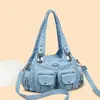 Bolsa de Motocicleta Retro Europea y Americana Tendencia Transfronteriza Bolso de Hombro de Nicho Tendencia de Nicho Estilo Chica Picante Bolso de Cuero Suave Bolso de Mano