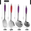 Espátula pá conjunto utensílios de cozinha aço inoxidável doméstico colher de sopa garfo escorredor de carne espessado 410 suprimentos de cozinha