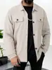 Nova Jaqueta Casaco Masculina de Outono Amazon Cross-Border, Cor Sólida Waffle, Bolso na Frente, Manga Longa
