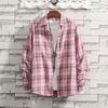 Camisa de Cuadros Delgada Estilo Hong Kong para Hombre Manga Larga Holgada Ropa Exterior Camisa Base Moda Coreana Chaqueta Casual Moderna Ropa de Hombre