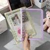 Libro de hojas sueltas de seis agujeros de color estilo ins japonés y coreano para perseguir estrellas a5a6 borde con cremallera transparente libreta de mano de 6 agujeros papelería de moda