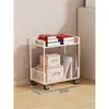 Estante de mesa com rodas, carrinho pequeno móvel de chão, armazenamento de documentos de escritório, prateleira pequena de armazenamento de livros sob a mesa