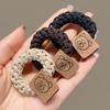 Banda de goma elástica de alta calidad, hecha a mano, con cuerda torcida, anillo para el cabello para niñas, chaqueta de cuero japonesa y coreana, tocado con cola alta
